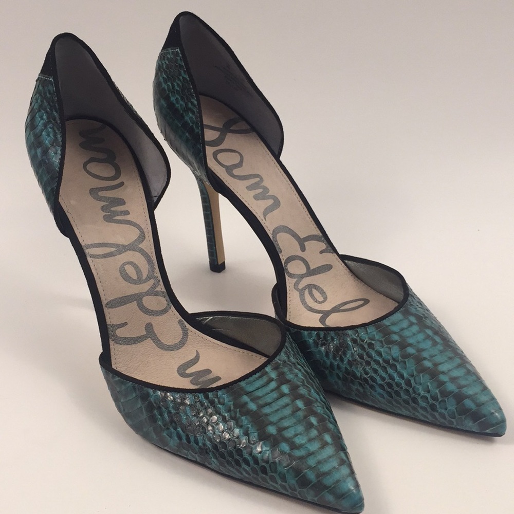 Sam Edelman Teal Snakeskin Heels